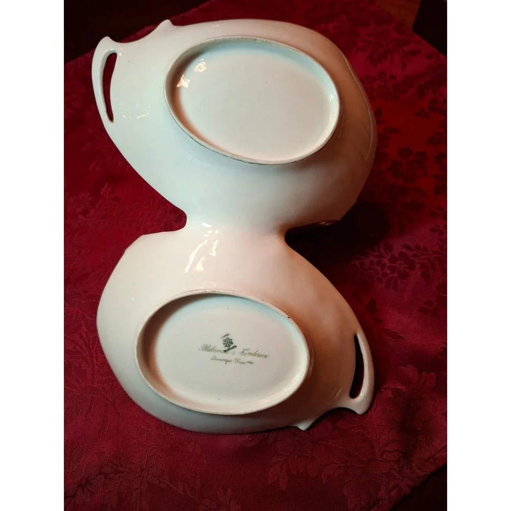 Antique Blakeman & Henderson Limoges France Divided Dish Lily of the Valley Gold